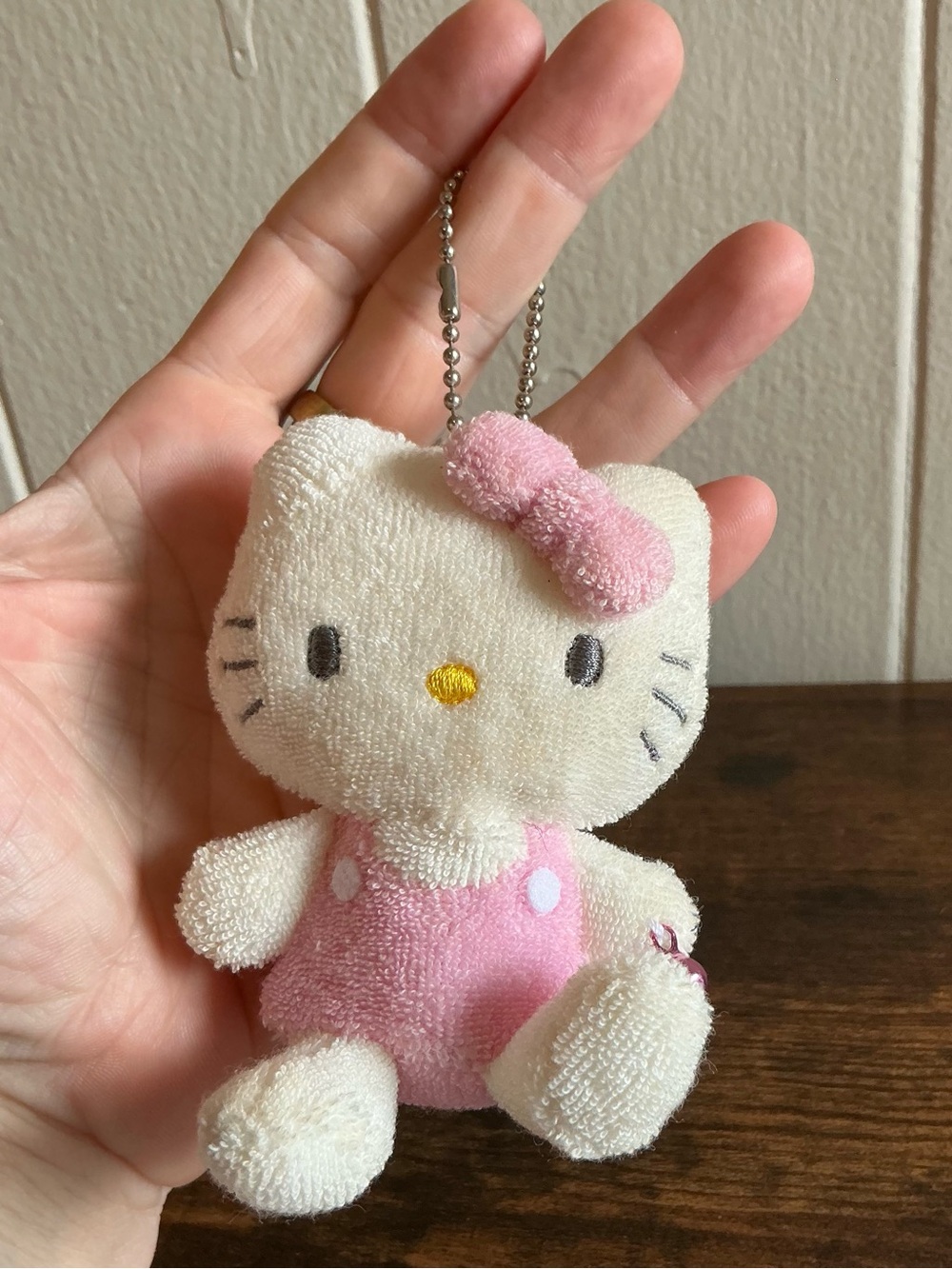 Rare Vintage Y2K Sanrio 2005 Hello Kitty Pink Towel Material Plush Bag Charm